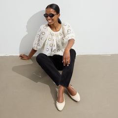 The Almond Slingback - Eyelet Ivory
