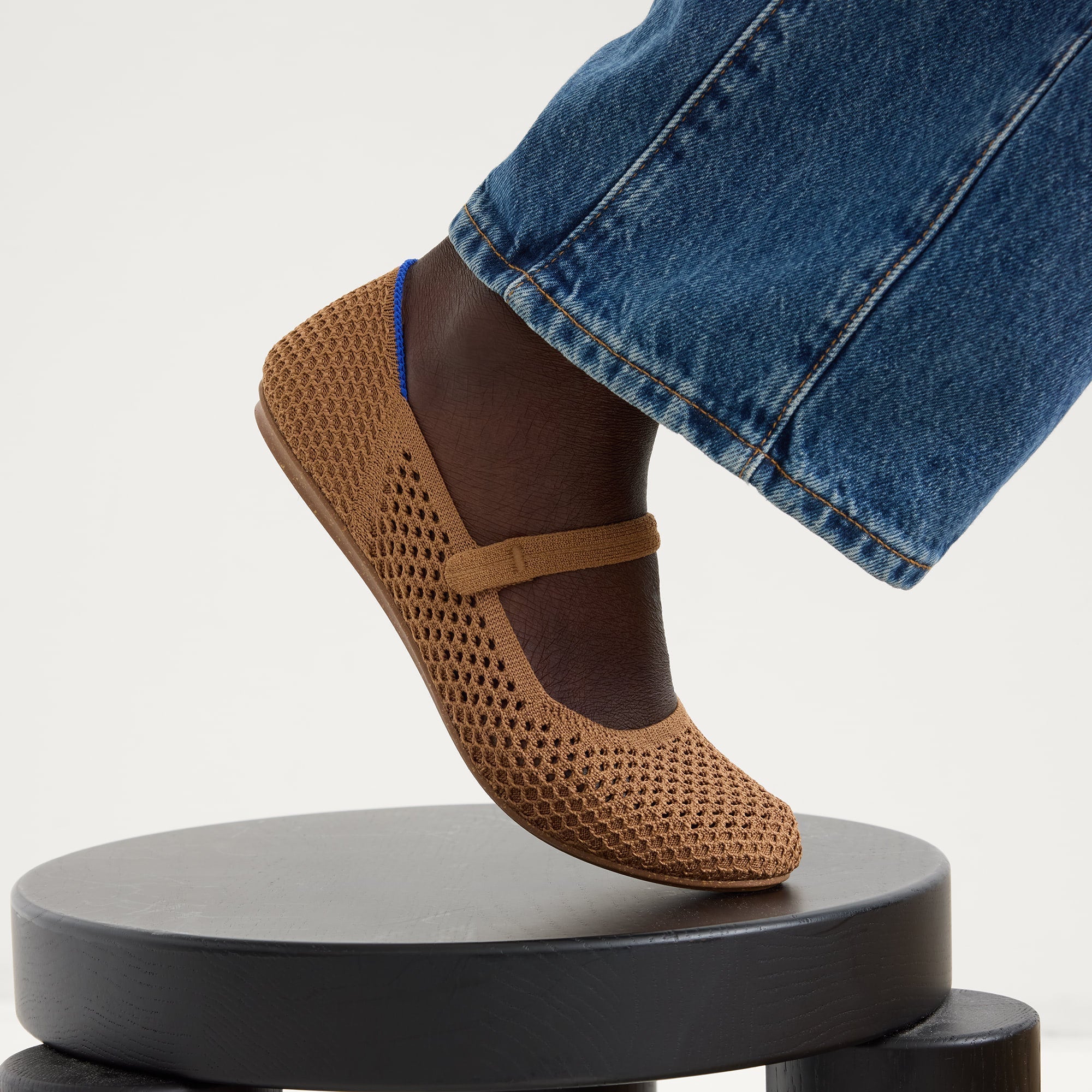 The Square Mary Jane - Pecan Mesh