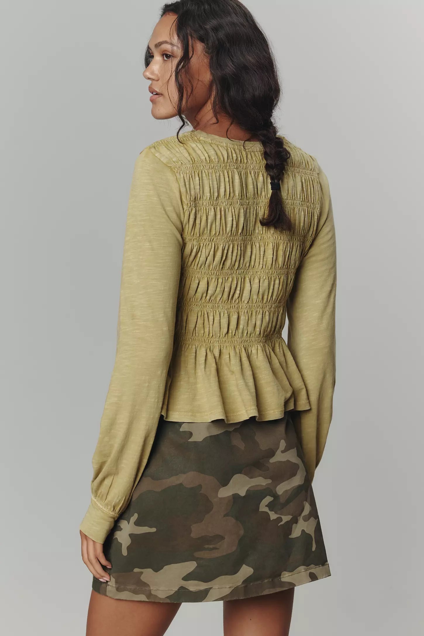 Pilcro Long-Sleeve Smocked Top